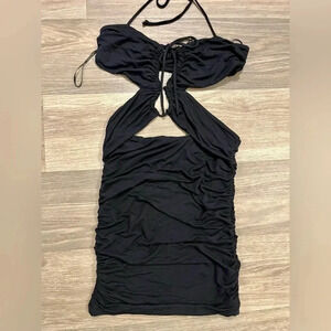 NWOT Anthropologie Cutout Black Mini Dress in Size XS